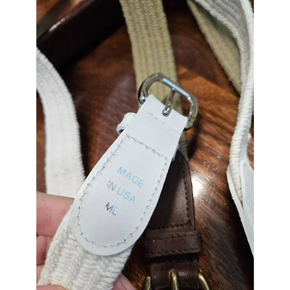 Set of 2 Cloth Braided Belts Tan and White Womens size Large